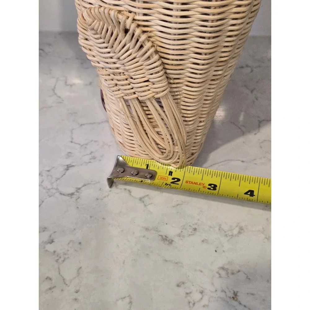 Unbranded Owl Wicker Wall Basket Tan Excellent Boho Rattan Hanging Pocket Decor - Picture 13 of 14